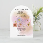 ベビーイン開花ワイルドフラワーウォーターカラーアーチ 招待状 (スタンド正面)