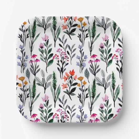 ベビーイン開花ワイルドフラワーガーデンベビーシャワー ペーパープレート (正面)