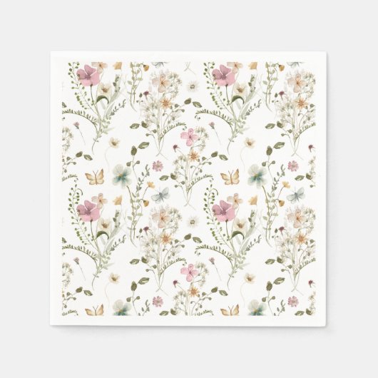 ベビーイン開花ワイルドフラワーガールベビーシャワー スタンダードカクテルナプキン (正面)