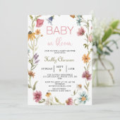 ベビーイン開花ワイルドフラワーガールベビーシャワー 招待状 (スタンド正面)