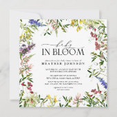 ベビーイン開花ワイルドフラワーガールベビーシャワー 招待状 (正面)