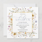 ベビーイン開花ワイルドフラワーガールベビーシャワー 招待状 (正面)