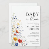 ベビーイン開花ワイルドフラワーズフローラベビーシャワー 招待状 (正面/裏面)