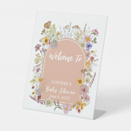 ベビーイン開花ワイルドフラワーダスティピンクウェルカム 台座サイン