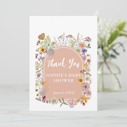 ベビーイン開花ワイルドフラワーダスティピンク サンキューカード (スタンド正面)