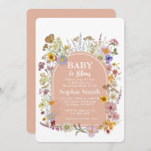 ベビーイン開花ワイルドフラワーダスティピンク 招待状 (正面/裏面)