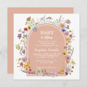 ベビーイン開花ワイルドフラワーダスティピンク 招待状 (正面/裏面)