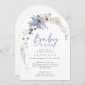 ベビーイン開花ワイルドフラワーフローラアーチ赤ちゃんシャワー 招待状 (正面/裏面)
