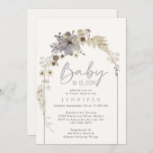 ベビーイン開花ワイルドフラワーフローラアーチ赤ちゃんシャワー 招待状 (正面/裏面)