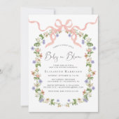 ベビーイン開花ワイルドフラワーベビーガールシャワー 招待状 (正面)