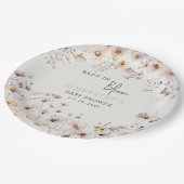 ベビーイン開花ワイルドフラワーベビーガール赤ちゃんシャワー ペーパープレート (アングル)