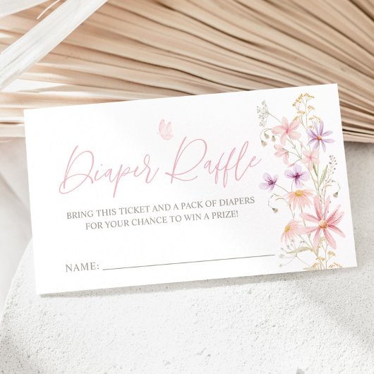 ベビーイン開花ワイルドフラワーベビーシャワーおむつラッフル エンクロージャーカード