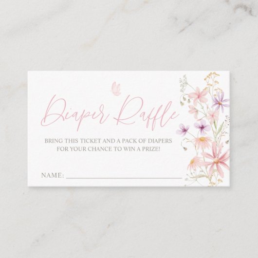 ベビーイン開花ワイルドフラワーベビーシャワーおむつラッフル エンクロージャーカード (正面)