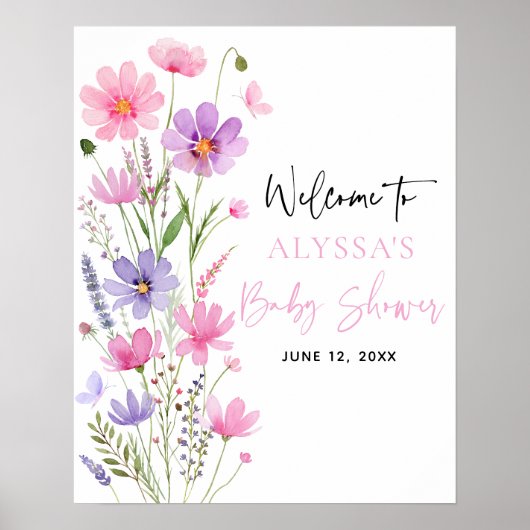 ベビーイン開花ワイルドフラワーベビーシャワーウェルカム ポスター (正面)