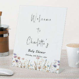 ベビーイン開花ワイルドフラワーベビーシャワーウェルカム 台座サイン