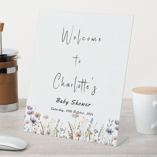 ベビーイン開花ワイルドフラワーベビーシャワーウェルカム 台座サイン (インサイチュ)