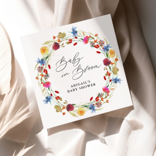 ベビーイン開花ワイルドフラワーベビーシャワーカスタム スタンダードカクテルナプキン