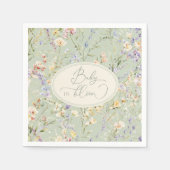 ベビーイン開花ワイルドフラワーベビーシャワーナプキンズ スタンダードカクテルナプキン (正面)