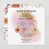 ベビーイン開花ワイルドフラワーベビーシャワー招待状 (正面/裏面)
