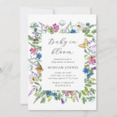 ベビーイン開花ワイルドフラワーベビーシャワー招待状 (正面)