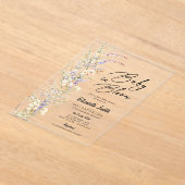 ベビーイン開花ワイルドフラワーベビーシャワー招待状 アクリル招待状 (レイダウン)