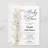 ベビーイン開花ワイルドフラワーベビーシャワー招待状 招待状 (正面)