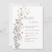 ベビーイン開花ワイルドフラワーベビーシャワー招待状 招待状 (正面)