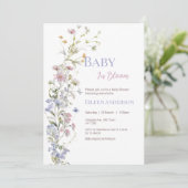 ベビーイン開花ワイルドフラワーベビーシャワー招待状 招待状 (スタンド正面)