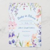 ベビーイン開花ワイルドフラワーベビーシャワー招待状 招待状 (正面/裏面)