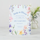 ベビーイン開花ワイルドフラワーベビーシャワー招待状 招待状 (スタンド正面)
