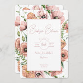 ベビーイン開花ワイルドフラワーベビーシャワー招待状 招待状 (正面/裏面)