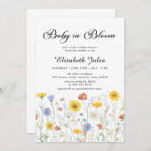 ベビーイン開花ワイルドフラワーベビーシャワー招待状 招待状 (正面/裏面)