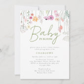 ベビーイン開花ワイルドフラワーベビーシャワー招待状 招待状 (正面)