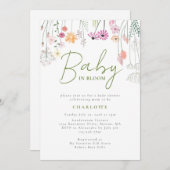 ベビーイン開花ワイルドフラワーベビーシャワー招待状 招待状 (正面/裏面)