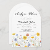 ベビーイン開花ワイルドフラワーベビーシャワー招待状 招待状 (正面/裏面)