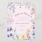 ベビーイン開花ワイルドフラワーベビーシャワー招待状 招待状 (正面/裏面)