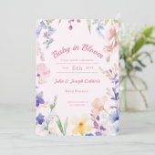 ベビーイン開花ワイルドフラワーベビーシャワー招待状 招待状 (スタンド正面)