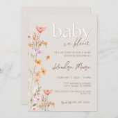 ベビーイン開花ワイルドフラワーベビーシャワー招待状 招待状 (正面/裏面)