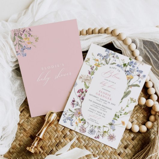 ベビーイン開花ワイルドフラワーベビーシャワー招待状 招待状