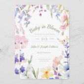 ベビーイン開花ワイルドフラワーベビーシャワー招待状 招待状 (正面/裏面)
