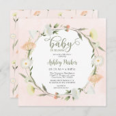 ベビーイン開花ワイルドフラワーベビーシャワー招待状 招待状 (正面/裏面)