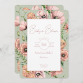 ベビーイン開花ワイルドフラワーベビーシャワー招待状 招待状 (正面/裏面)