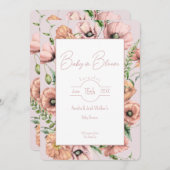 ベビーイン開花ワイルドフラワーベビーシャワー招待状 招待状 (正面/裏面)