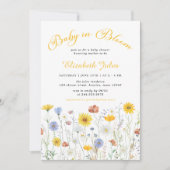 ベビーイン開花ワイルドフラワーベビーシャワー招待状 招待状 (正面)