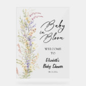 ベビーイン開花ワイルドフラワーベビーシャワー歓迎サイン アクリルサイン (正面)