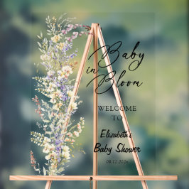 ベビーイン開花ワイルドフラワーベビーシャワー歓迎サイン アクリルサイン