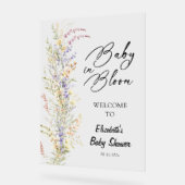 ベビーイン開花ワイルドフラワーベビーシャワー歓迎サイン アクリルサイン (傾斜)