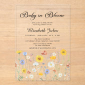 ベビーイン開花ワイルドフラワーベビーシャワー アクリル招待状 (正面)