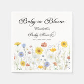 ベビーイン開花ワイルドフラワーベビーシャワー スタンダードカクテルナプキン (正面)