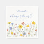 ベビーイン開花ワイルドフラワーベビーシャワー スタンダードカクテルナプキン (正面)